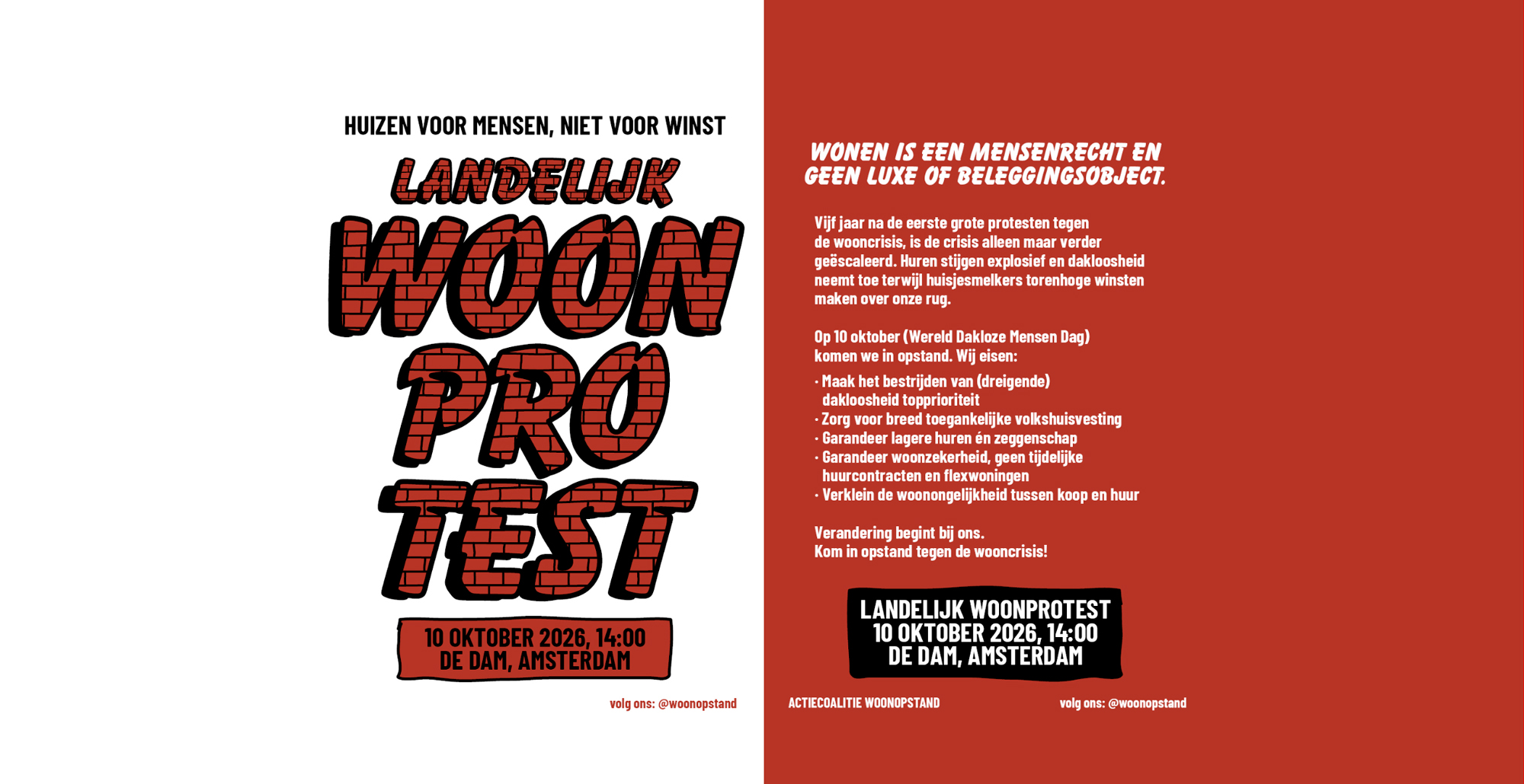 Poster 'woonprotest 'van de Woonbond